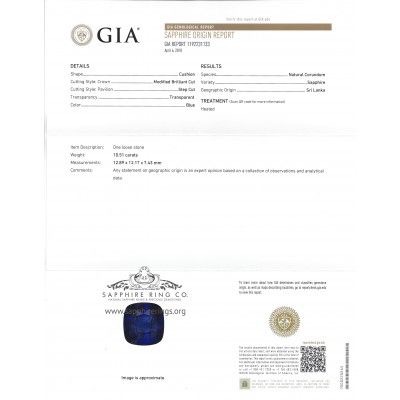 GIA Origin report Natural 10 ct Ceylon Sapphire