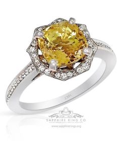 yellow sapphire diamond white gold ring