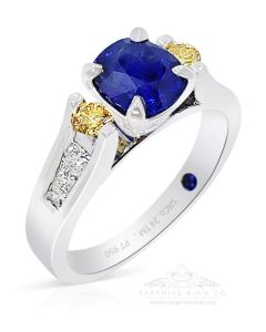 Platinum 1.48 carat Blue Sapphire Ring, GIA Certified