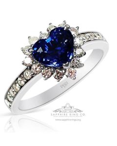 heart cut blue sapphire white gold ring womens