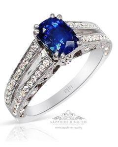 blue sapphire cushion cut ring in for girls