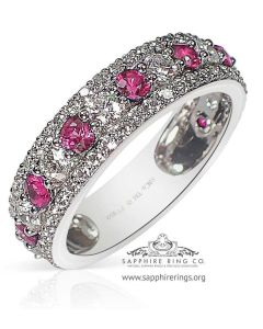 Pink sapphire Wedding Band