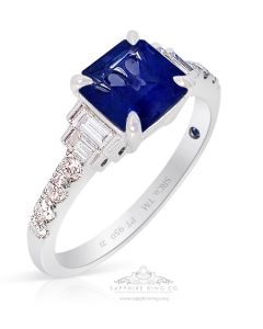 Asscher Cut Natural Sapphire Ring, 1.39 ct Platinum GIA Certified 