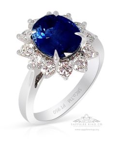 Platinum Sapphire Ring, 3.53 ct Unheated GIA Certified 