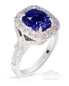 Platinum Sapphire Ring, 3.52 ct Unheated GIA Certified 