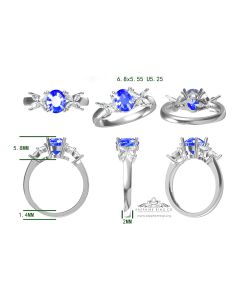 Custom 18kt White Gold Sapphire ring, 1.16 ct Ceylon Sapphire