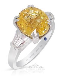 Unheated Yellow Sapphire Ring, 6.13 ct Platinum GIA Certified 