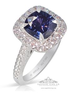 Natural Color Change  Sapphire Ring, 2.27 ct Platinum GIA Certified 