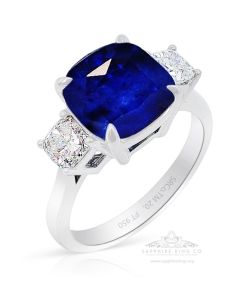 3 Stone Platinum Sapphire Ring 3538