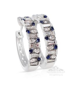 Platinum Sapphire Earrings, 2.47 tcw Natural Sapphires & Diamonds