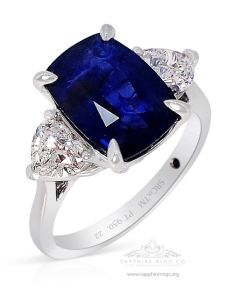 3 Stone Sapphire Ring, 3.79 ct Unheated GIA Origin Certified 