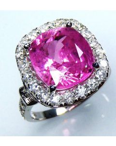 Pink Sapphire & Diamond Ring 