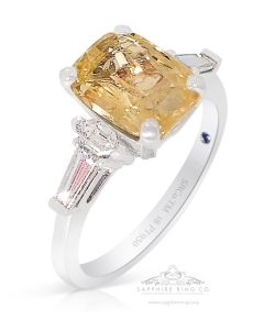Unheated Yellow Sapphire Ring, 3.04 ct Platinum GIA Certified 