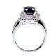 GIT Certified 18 kt White Gold 3.08 tcw Emerald Cut Blue Natural Sapphire and Diamond Ring  **