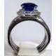 Blue Oval Cut Ceylon Sapphire ring and band-18 kt White Gold and Diamond