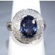 Blue Oval Cut Natural Sapphire 4.02 ct-18 kt White Gold Diamond