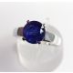 Round Blue Natural Ceylon Sapphire Ring-18 kt White Gold 3.20 ct 