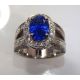 Royal blue Oval Sapphire and Diamond Ring