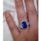 Ceylon blue sapphire ring-4.64 tcw Oval Cut Diamond 
