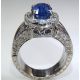 Diamond sapphire  and platinum ring 