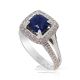 blue sapphire cushion cut engagement ring