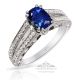 blue sapphire cushion cut ring in14kt white gold