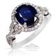 Natural Blue Ceylon Sapphire  Ring -18kt 3.14 ct GIA