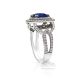 blue natural sapphire and diamond platinum ring