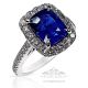 Vivid Blue Cushion sapphire ring in Platinum 