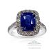 vivid Blue Cushion sapphire and diamonds ring 