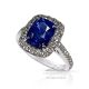 Vivid Blue Cushion Platinum Sapphire Ring