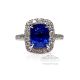 Vivid Cushion cut sapphire and diamonds ring for her 