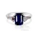 Untreated Platinum Sapphire Ring - Blue Emerald 2.16 Ct GIA

