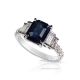 Blue Asscher blue sapphire and diamonds ring