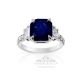 Asscher Cut Blue Sapphire Diamond Ring 