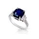 Blue Asscher Cut Sapphire and diamonds ring for sale 