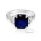 Blue Asscher Cut Sapphire Platinum ring from Sri Lanka 