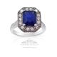 Blue Diamond Sapphire Ring for Emerald cut
