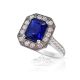 Blue Emerald sapphire and diamonds ring 