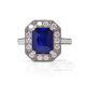Royal blue sapphire and platinum ring 