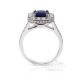 Platinum diamond ring with blue sapphire 