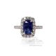 Untreated Blue Sapphire 3.06 ct  and diamond ring 