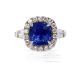 Untreated Blue Ceylon Sapphire Platinum Ring, 4.10 ct GIA 