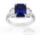 Bright blue Emerald cut sapphire ring 