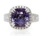 purple sapphire Cushion cut ring
