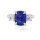 Rich blue sapphire platinum ring-Cushion cut 5.07 ct Untreated GIA