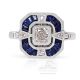 Platinum Sapphire Diamond Ring, 0.33 ct Cushion Cut GIA E VS-1