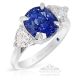 Unheated 3 Stone Platinum Sapphire Ring, 4.03 ct GIA Certified E F VS-1