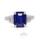Platinum Sapphire Ring, 4.06 ct Unheated Emerald Cut GIA Certified 