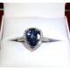 AIGS Certified 18 kt White Gold 4.54 tcw Blue Pear Cut Natural Sapphire and Diamond Ring   **